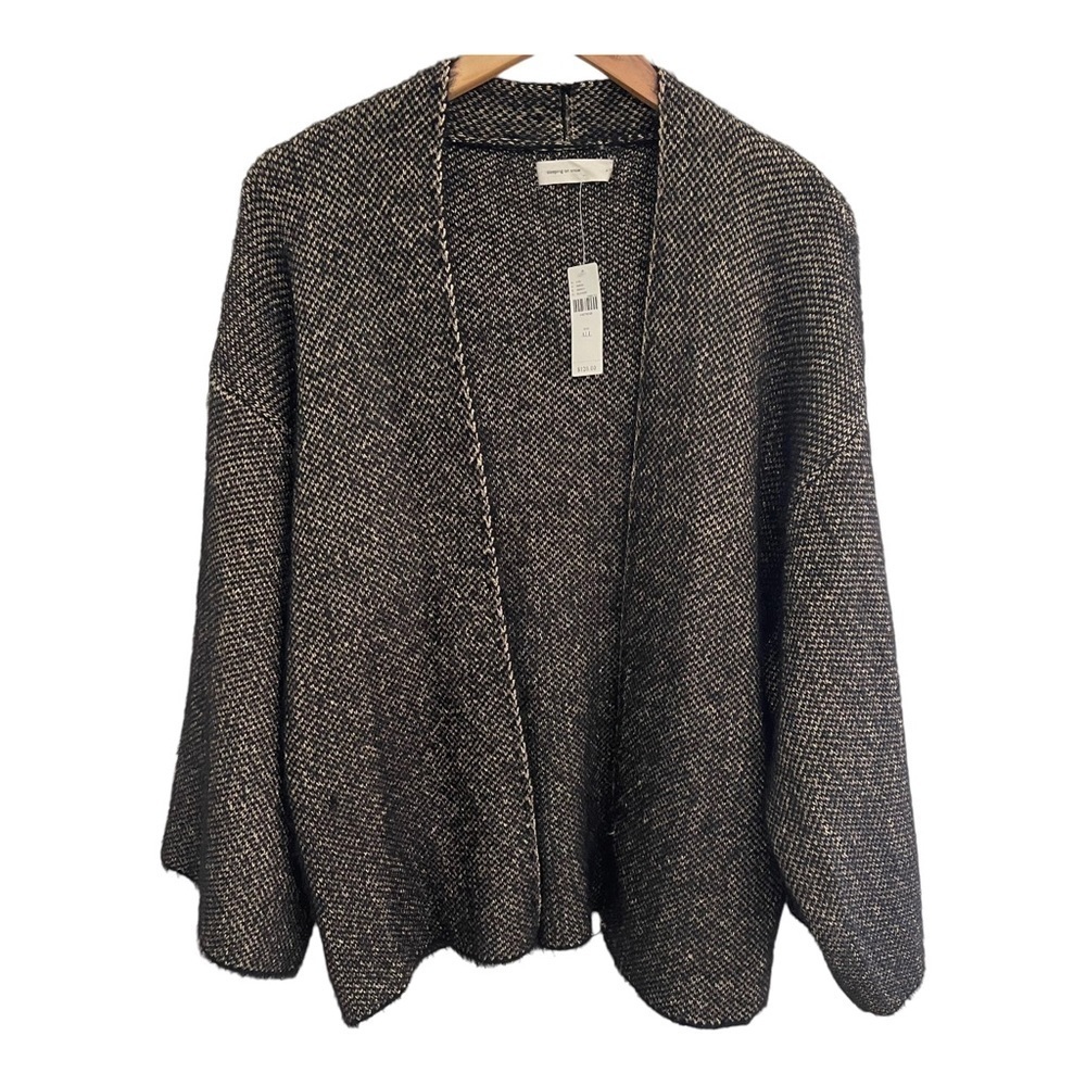 Anthropologie Sleeping On Snow Metallic Open Front Kimono Sleeve Cardigan Wrap